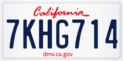 CA license plate 7KHG714