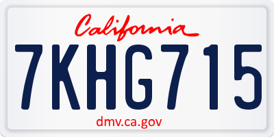 CA license plate 7KHG715