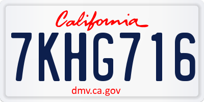 CA license plate 7KHG716