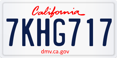CA license plate 7KHG717