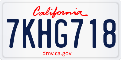 CA license plate 7KHG718