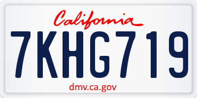 CA license plate 7KHG719