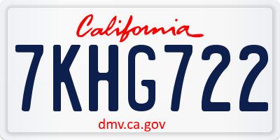 CA license plate 7KHG722