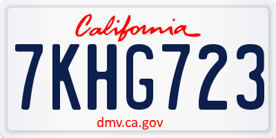 CA license plate 7KHG723