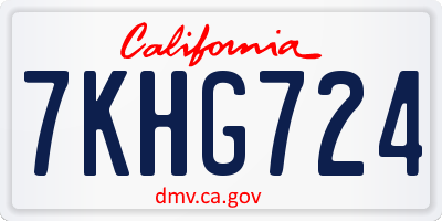 CA license plate 7KHG724