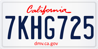 CA license plate 7KHG725