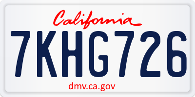 CA license plate 7KHG726