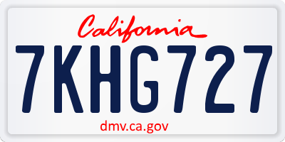 CA license plate 7KHG727