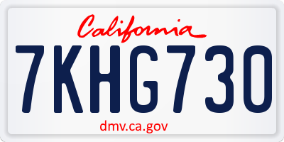 CA license plate 7KHG730