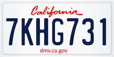 CA license plate 7KHG731