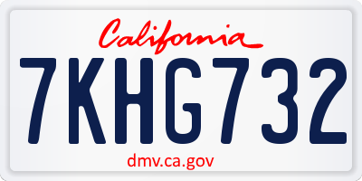 CA license plate 7KHG732
