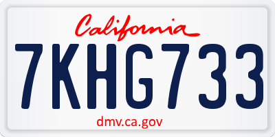 CA license plate 7KHG733