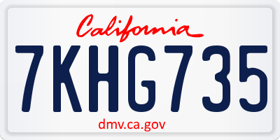 CA license plate 7KHG735