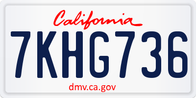 CA license plate 7KHG736