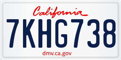CA license plate 7KHG738