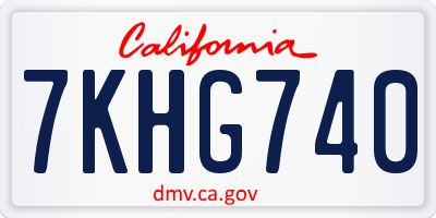 CA license plate 7KHG740