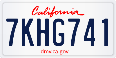 CA license plate 7KHG741