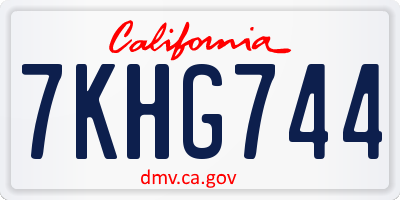 CA license plate 7KHG744