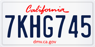 CA license plate 7KHG745