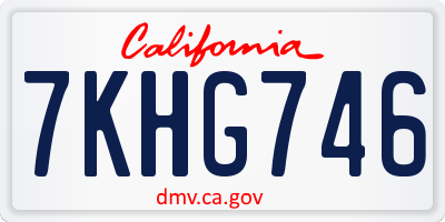 CA license plate 7KHG746