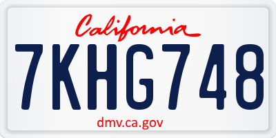 CA license plate 7KHG748