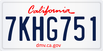 CA license plate 7KHG751