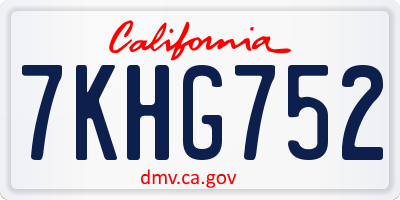 CA license plate 7KHG752