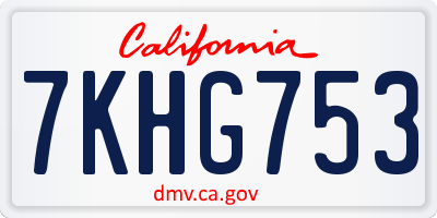 CA license plate 7KHG753