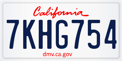 CA license plate 7KHG754