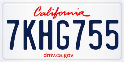 CA license plate 7KHG755