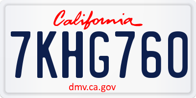 CA license plate 7KHG760