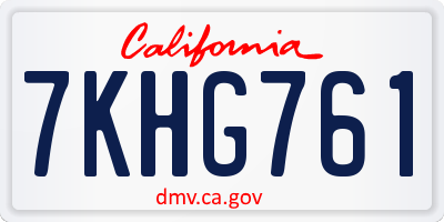 CA license plate 7KHG761