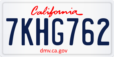 CA license plate 7KHG762