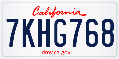CA license plate 7KHG768