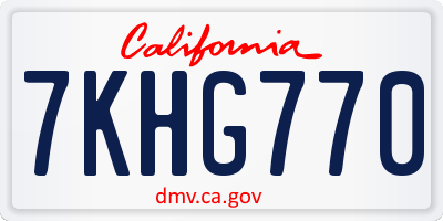 CA license plate 7KHG770
