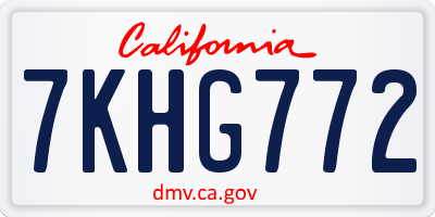 CA license plate 7KHG772