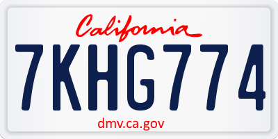 CA license plate 7KHG774