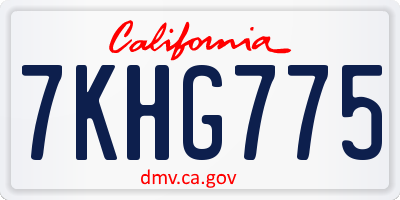 CA license plate 7KHG775