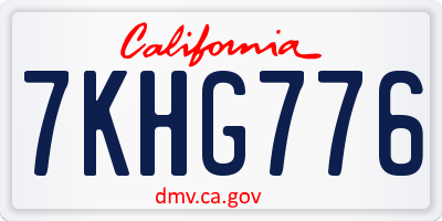 CA license plate 7KHG776