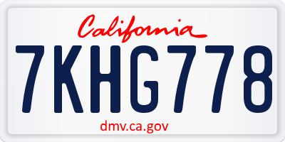 CA license plate 7KHG778