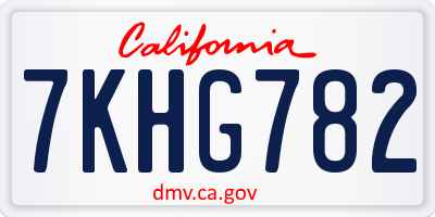 CA license plate 7KHG782