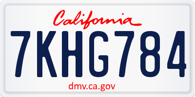 CA license plate 7KHG784