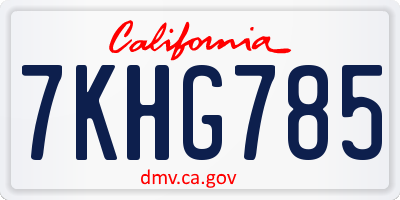 CA license plate 7KHG785