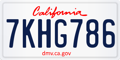 CA license plate 7KHG786