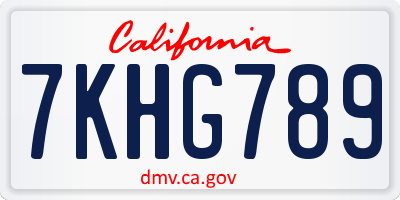 CA license plate 7KHG789