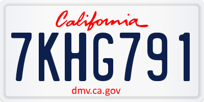CA license plate 7KHG791