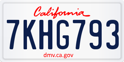 CA license plate 7KHG793