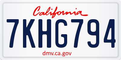 CA license plate 7KHG794