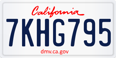 CA license plate 7KHG795