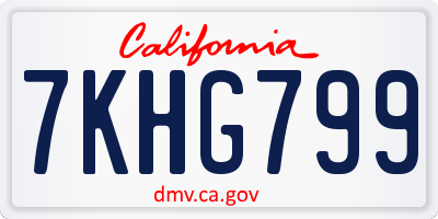 CA license plate 7KHG799